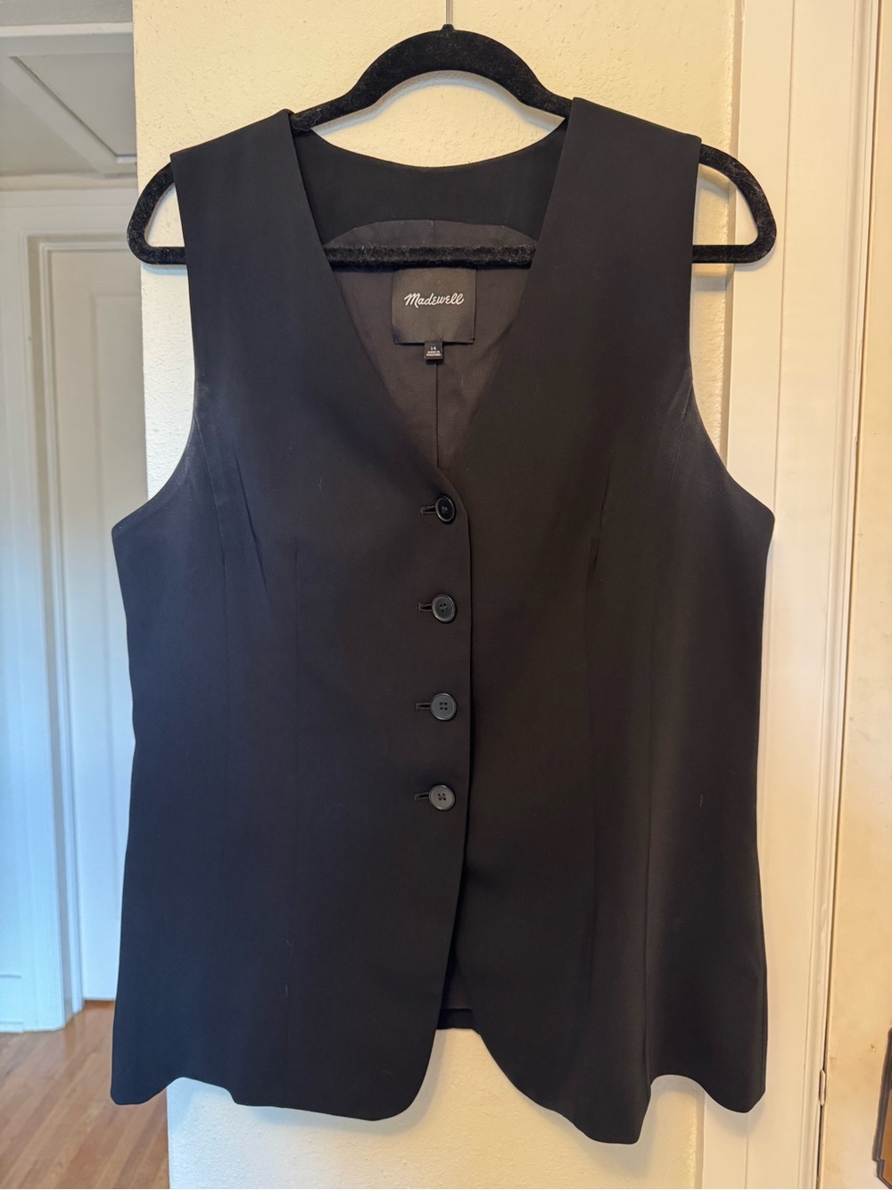 Madewell Black V-Neck Button Vest